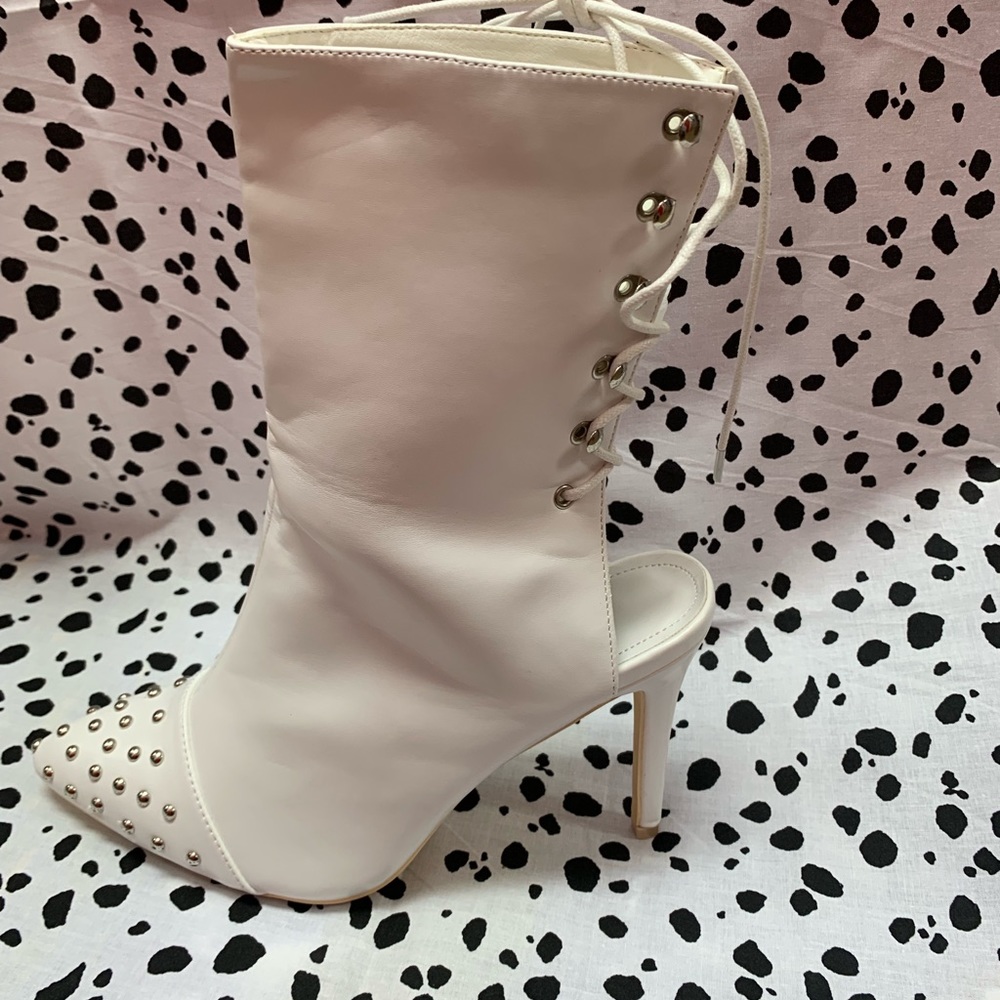 White Studded boots